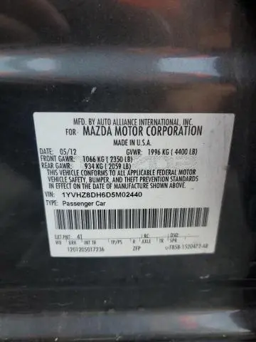 2013 MAZDA 6 TOURING  