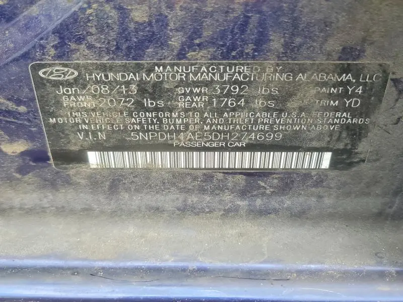 2013 HYUNDAI ELANTRA GLS  