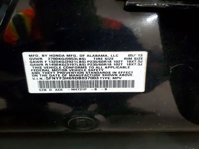 2013 HONDA PILOT EXL  