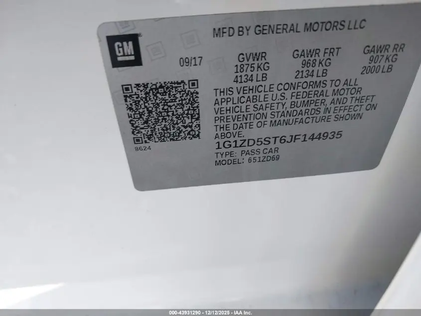 2018 CHEVROLET MALIBU LT