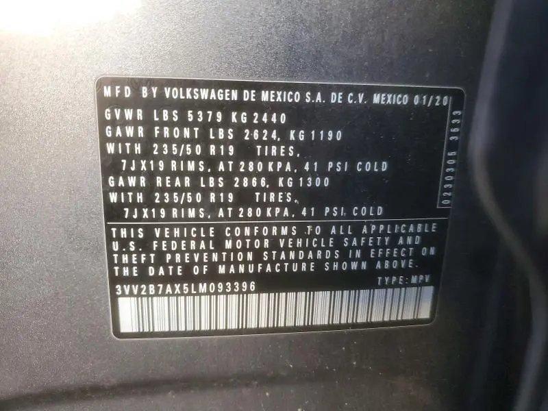 2020 VOLKSWAGEN TIGUAN SE  