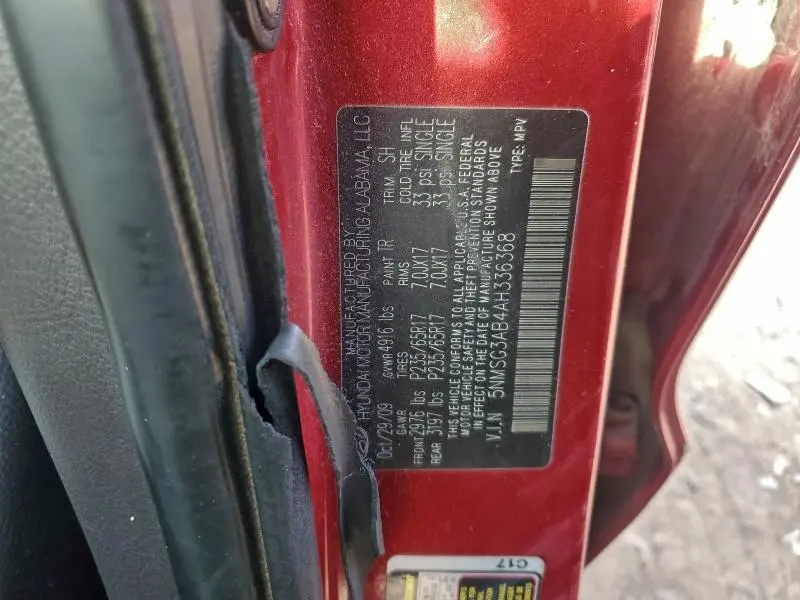 2010 HYUNDAI SANTA FE GLS  