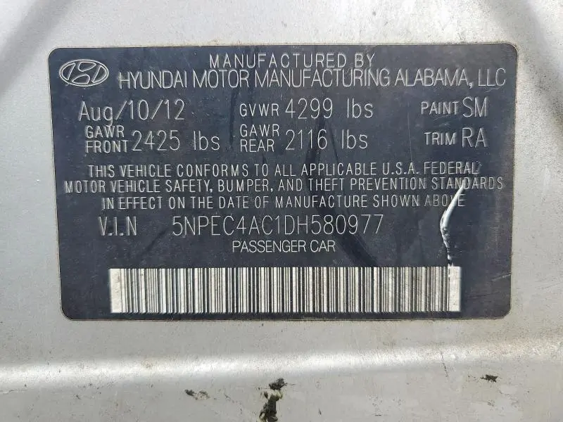 2013 HYUNDAI SONATA LIMITED  