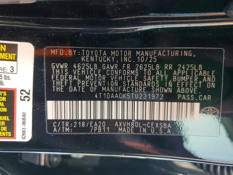 2026 TOYOTA CAMRY SE  