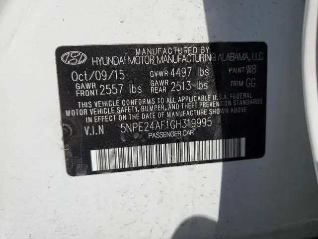 2016 HYUNDAI SONATA SE  