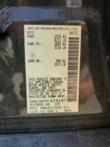 2015 NISSAN ALTIMA 2.5  