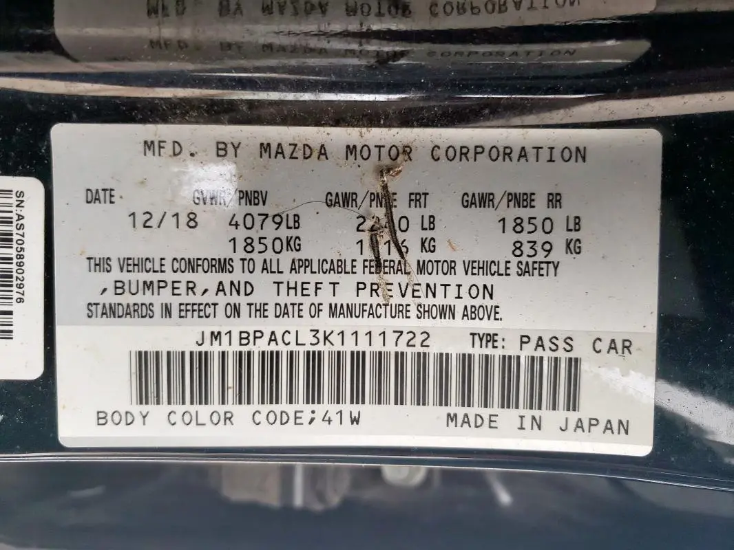 2019 MAZDA 3 PREFERRED PLUS  