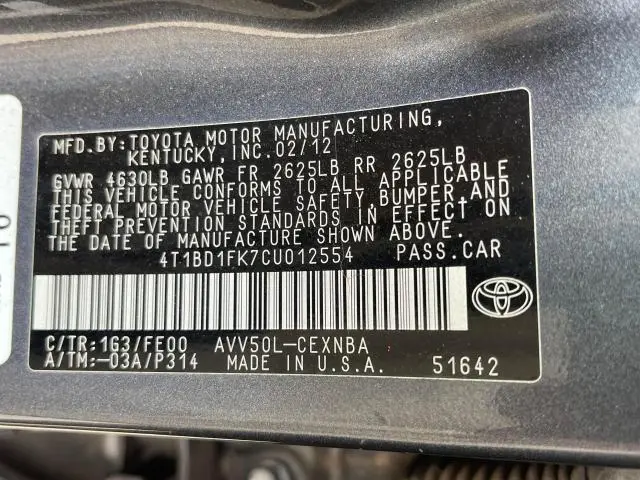2012 TOYOTA CAMRY HYBRID  