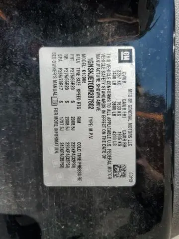 2013 CHEVROLET SUBURBAN K1500 LT  