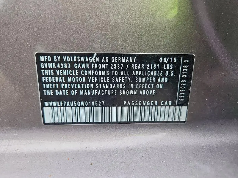 2016 VOLKSWAGEN GOLF R   