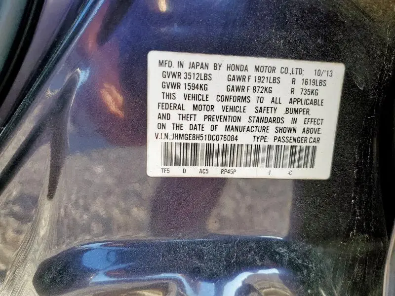 2013 HONDA FIT SPORT  