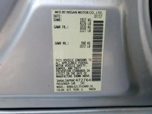 2017 NISSAN ALTIMA 2.5  