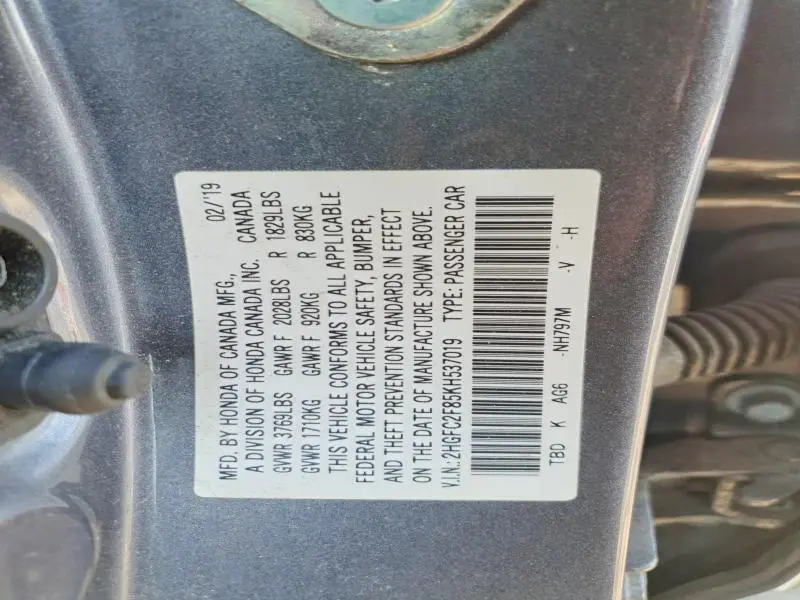 2019 HONDA CIVIC SPORT  