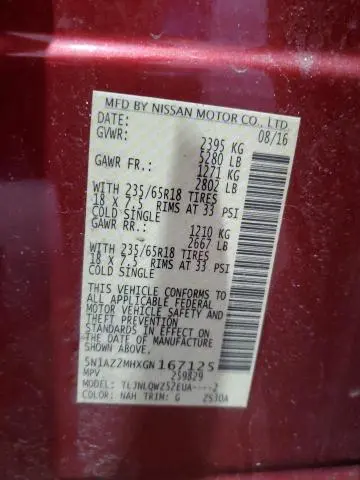 2016 NISSAN MURANO S  