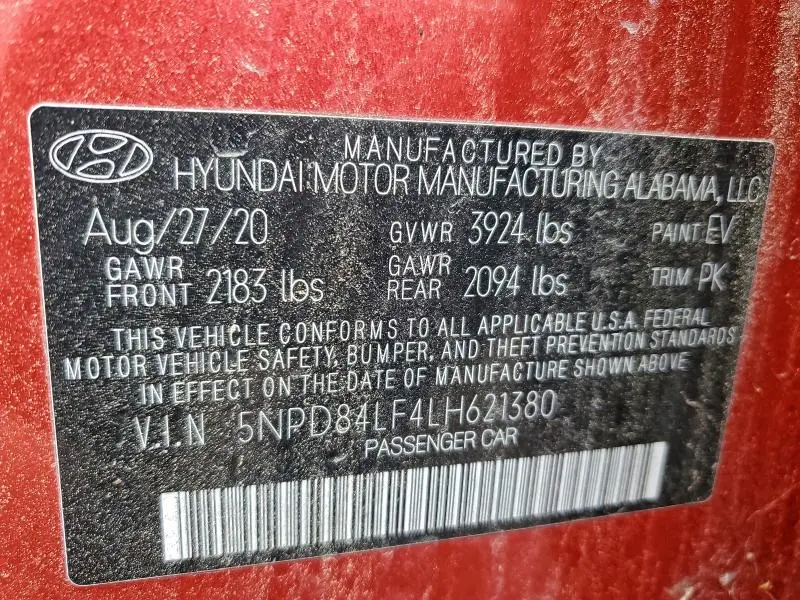 2020 HYUNDAI ELANTRA SEL  