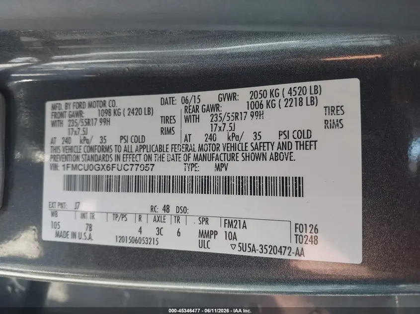 2015 FORD ESCAPE SE