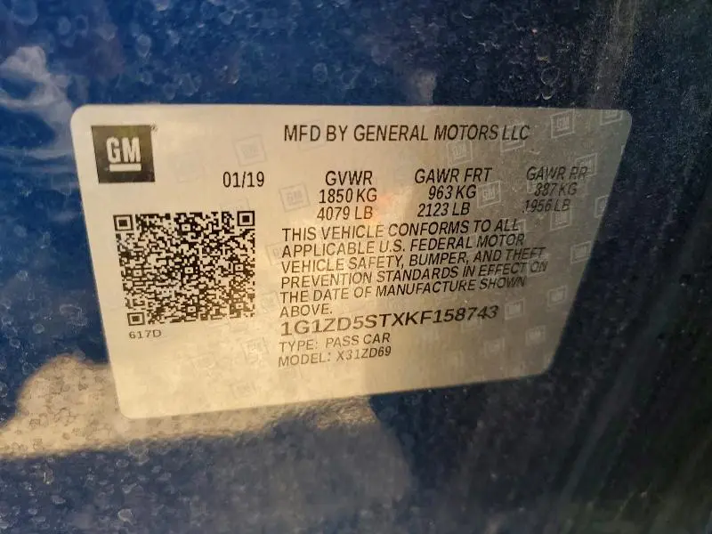 2019 CHEVROLET MALIBU LT  