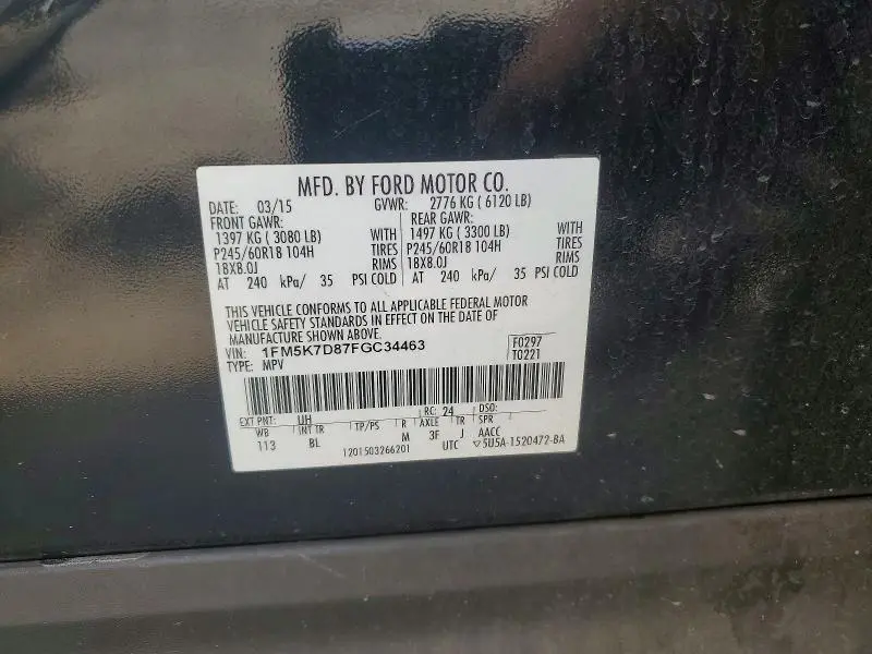 2015 FORD EXPLORER XLT  