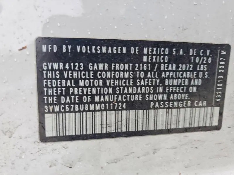 2021 VOLKSWAGEN JETTA S  