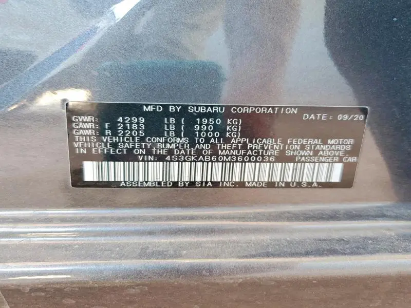 2021 SUBARU IMPREZA   