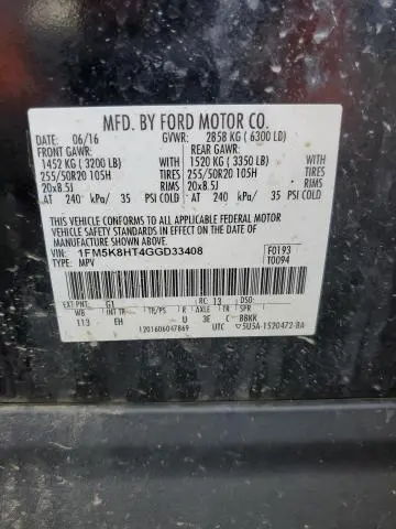 2016 FORD EXPLORER PLATINUM