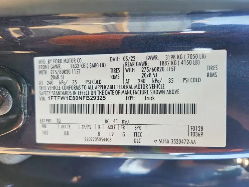 2022 FORD F150 SUPERCREW  