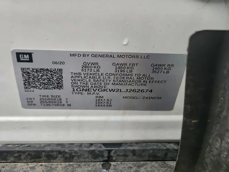 2020 CHEVROLET TRAVERSE LT  