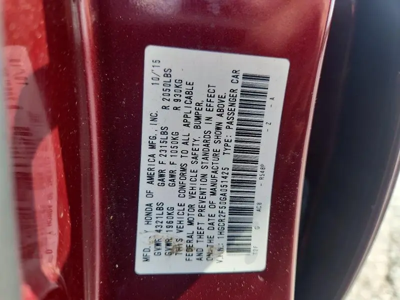 2016 HONDA ACCORD   