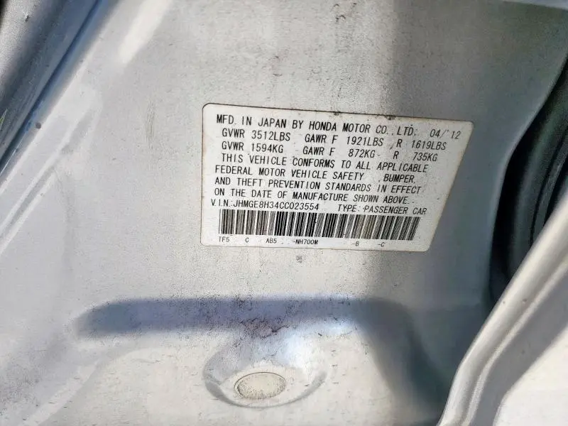 2012 HONDA FIT   