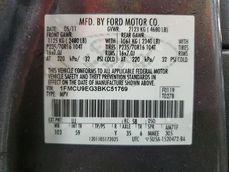 2011 FORD ESCAPE LIMITED  