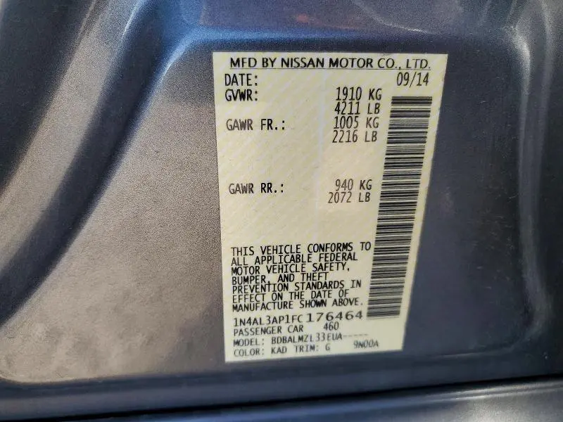 2015 NISSAN ALTIMA 2.5 SV  