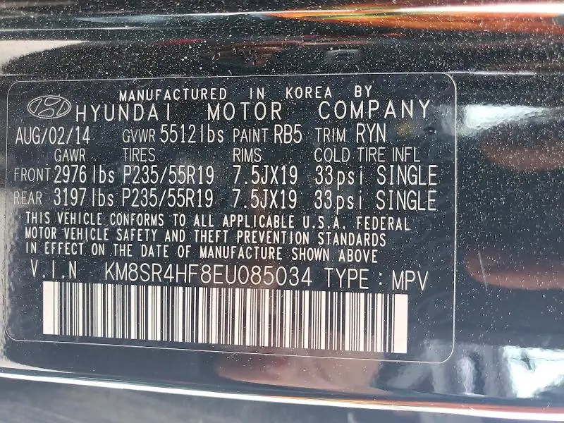 2014 HYUNDAI SANTA FE LIMITED  