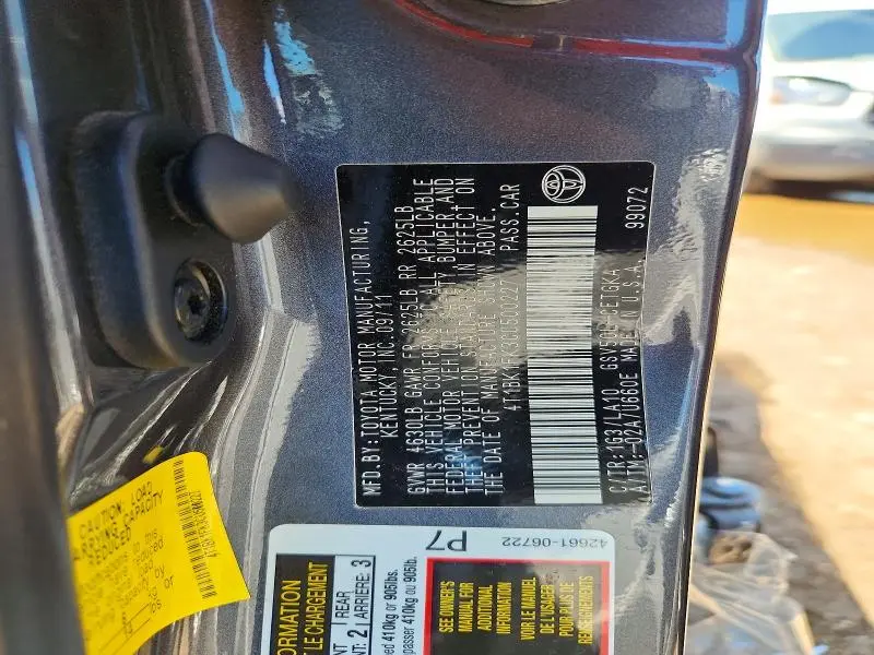 2012 TOYOTA CAMRY XLE V6  