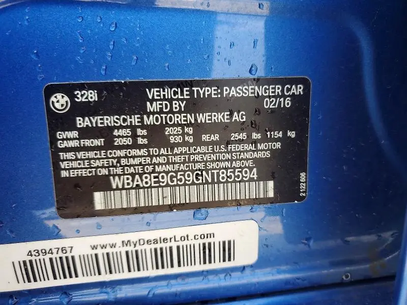 2016 BMW 328 I SULEV  
