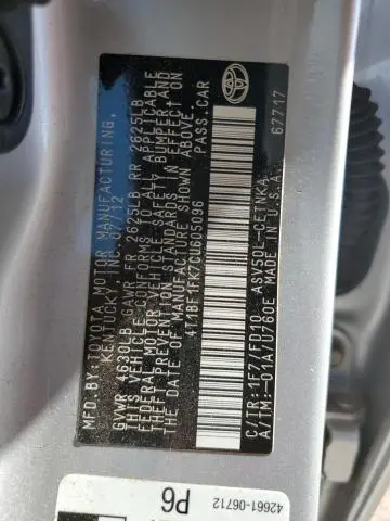 2012 TOYOTA CAMRY BASE