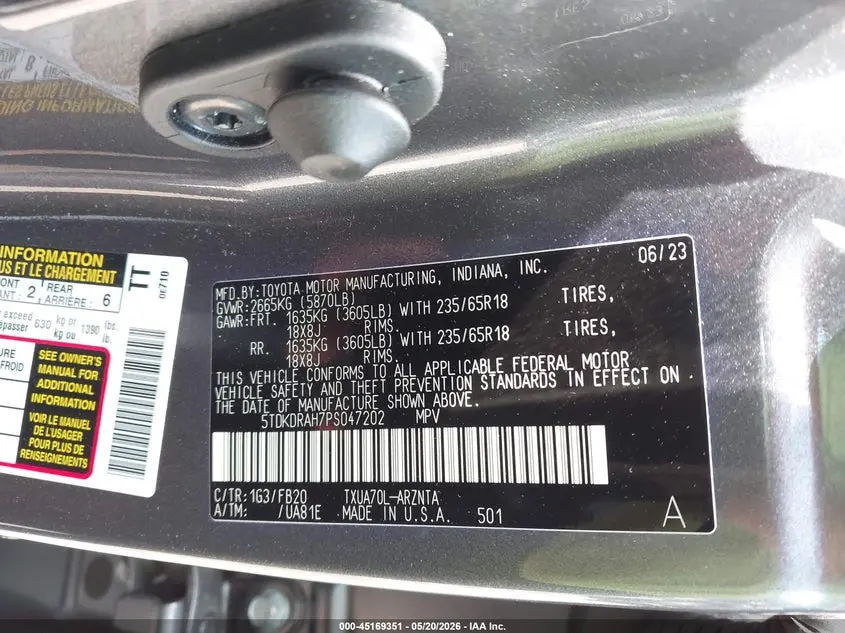2023 TOYOTA HIGHLANDER LE