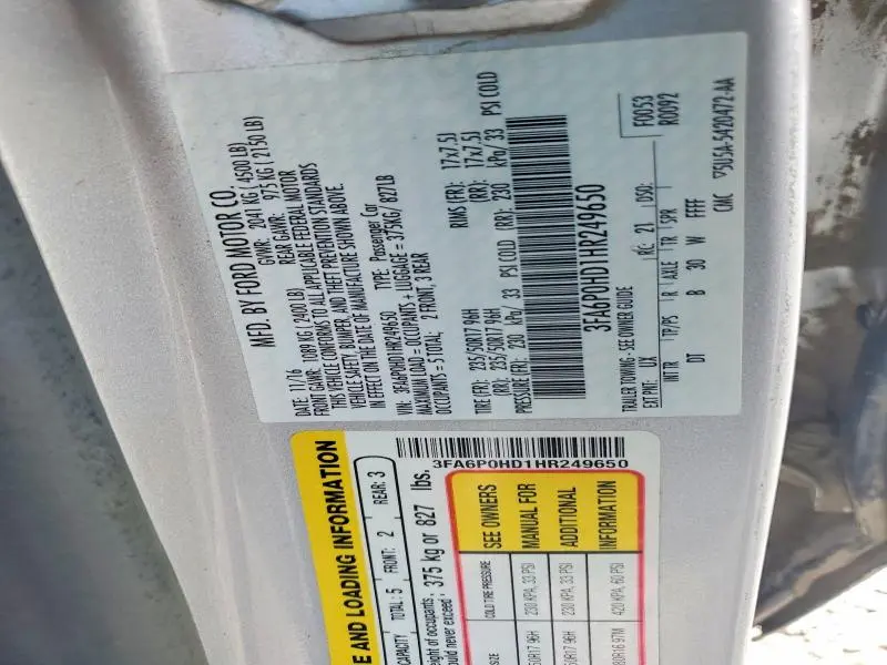 2017 FORD FUSION SE  