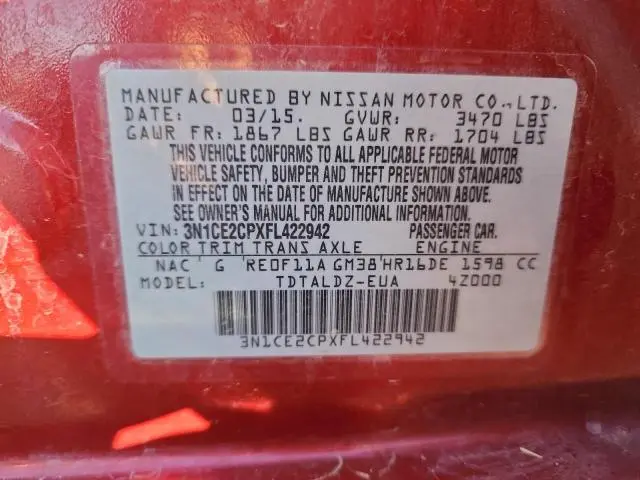 2015 NISSAN VERSA NOTE S  