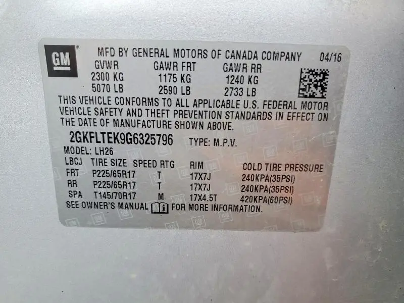 2016 GMC TERRAIN SLE  