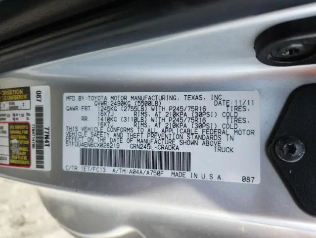 2012 TOYOTA TACOMA   