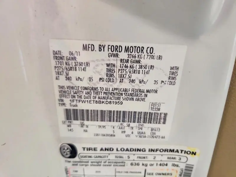2011 FORD F150 SUPERCREW  