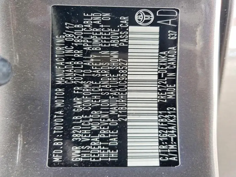 2018 TOYOTA COROLLA LE  