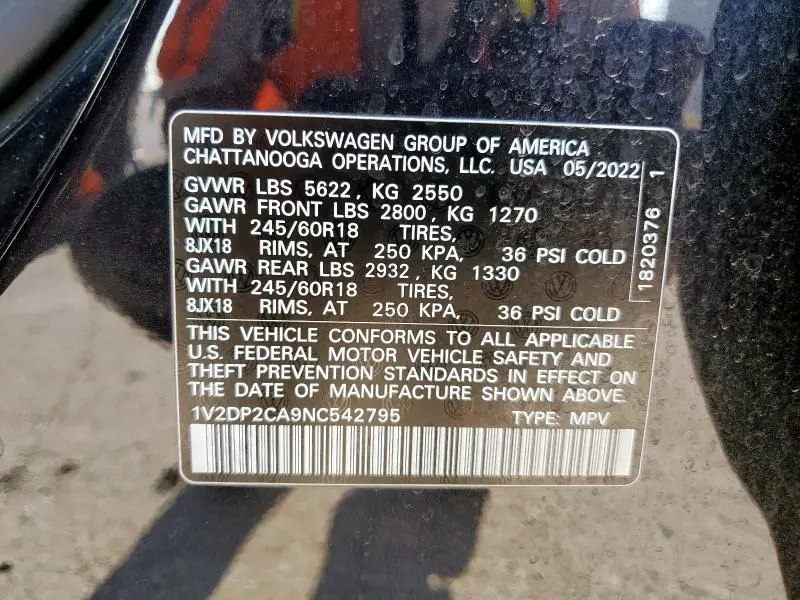 2022 VOLKSWAGEN ATLAS SE  