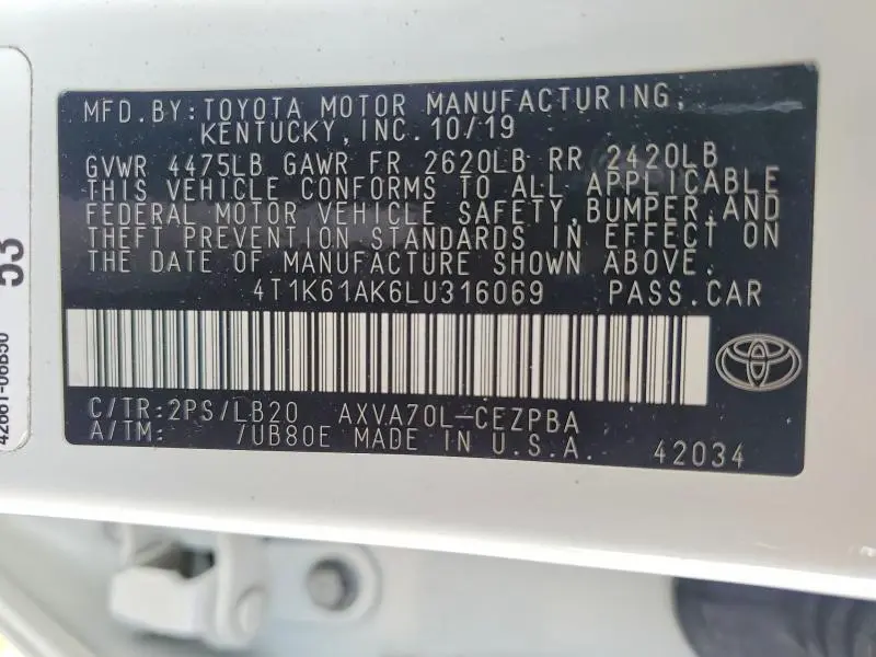 2020 TOYOTA CAMRY XSE  