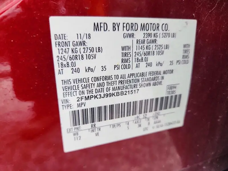 2019 FORD EDGE SEL  