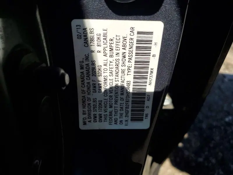 2013 HONDA CIVIC EX  