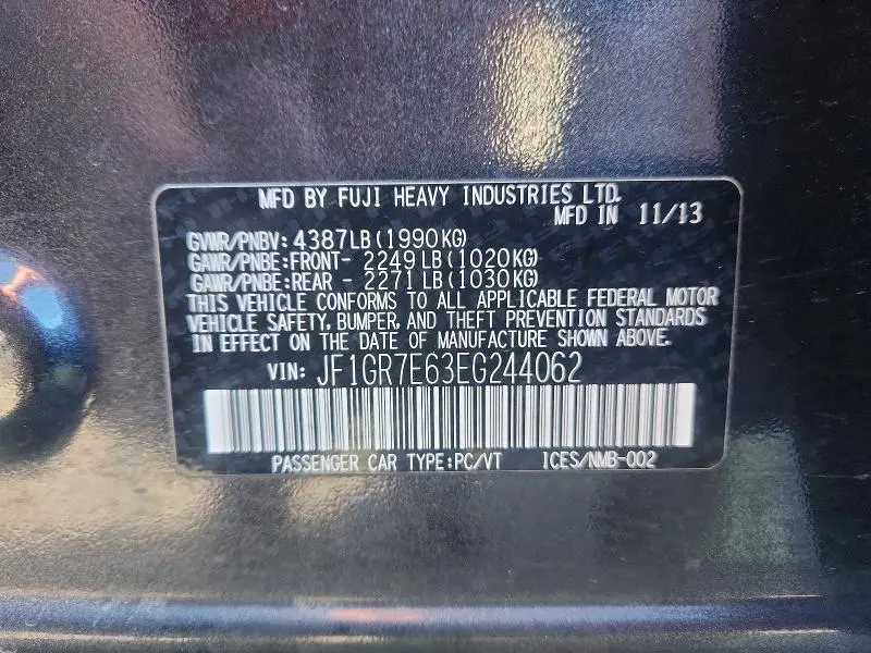 2014 SUBARU IMPREZA WRX  