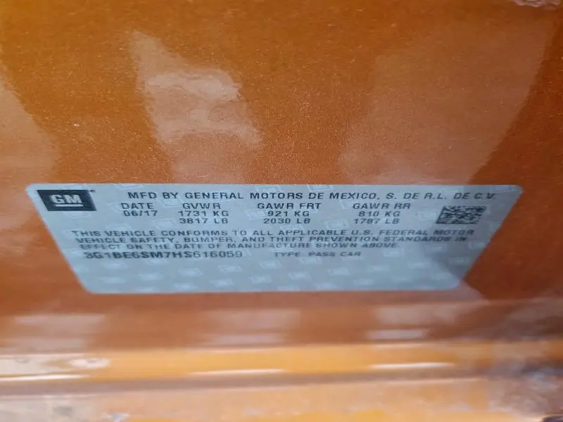 2017 CHEVROLET CRUZE LT  