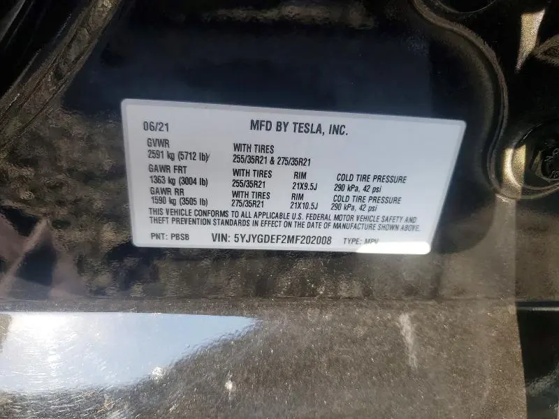2021 TESLA MODEL Y   
