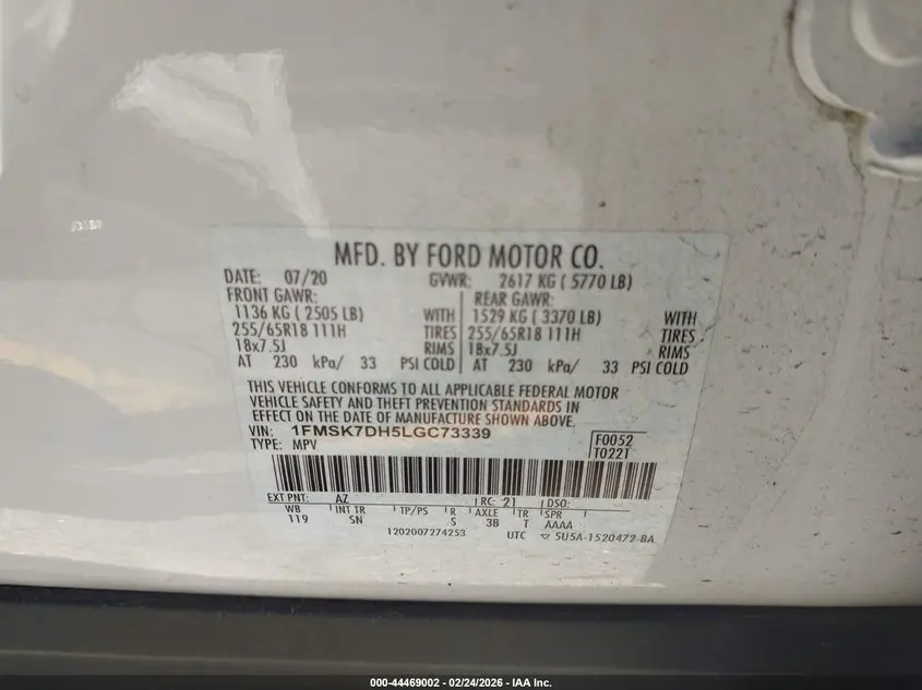 2020 FORD EXPLORER XLT